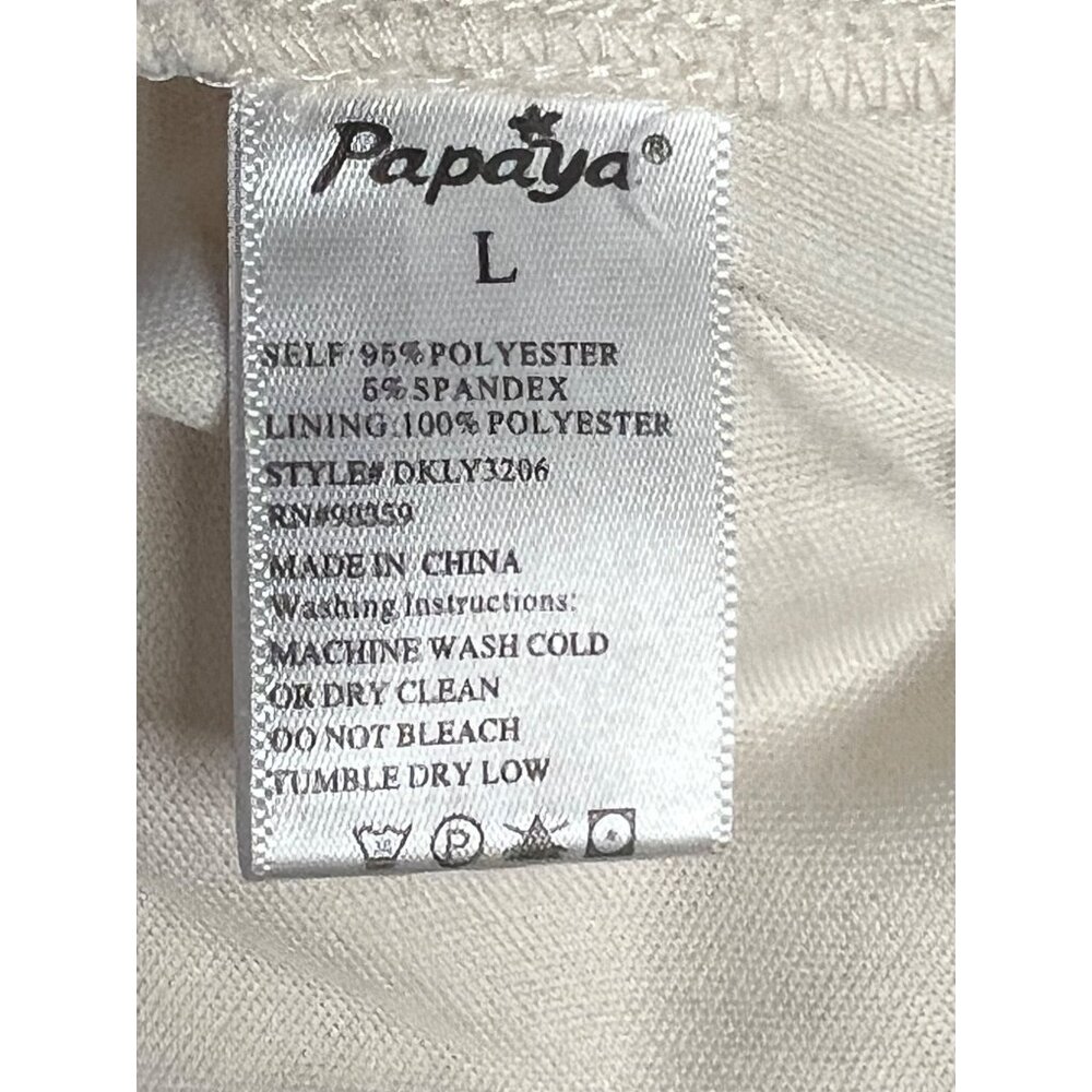 Papaya Size L Sleeveless Ivory Crochet Fit & Flare Dress Back Zipper Closure - Picture 14 of 16